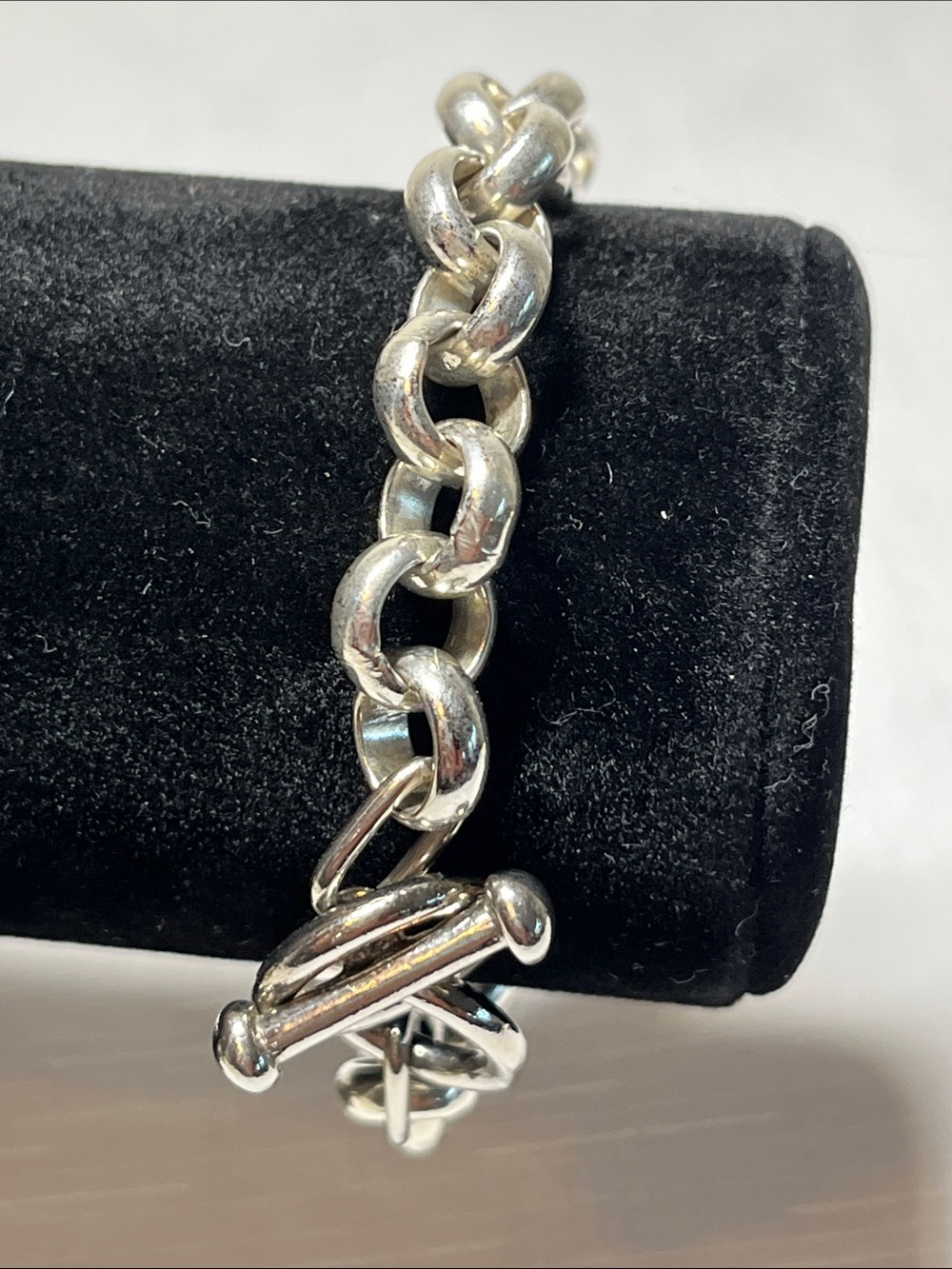 Vintage Silver Chunky Chain Toggle Bracelet